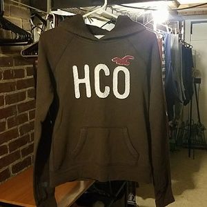 Brown hollister hoodie in good condition size M